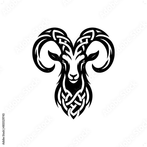 Goat silhouette in animal celtic knot, irish, nordic illustration