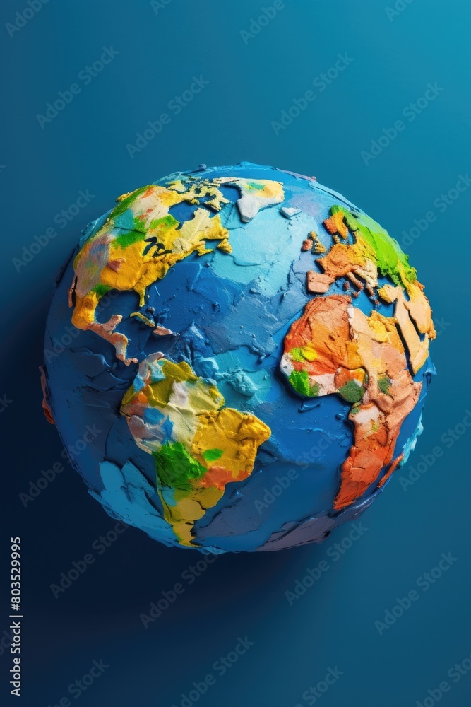 Fototapeta premium Colorful abstract globe on blue background