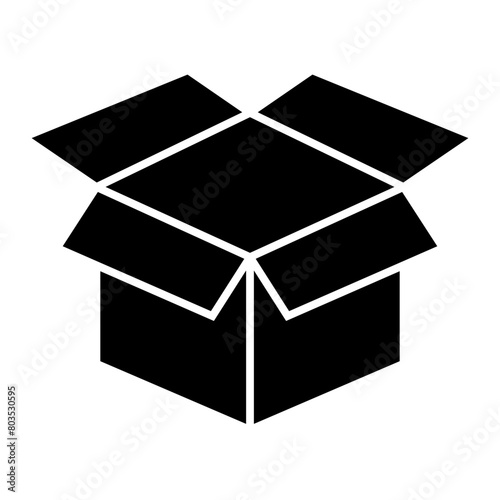 Box icon. Empty open shipping box or unboxing  icon. 