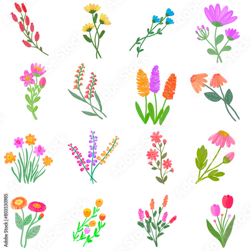 set of flowers