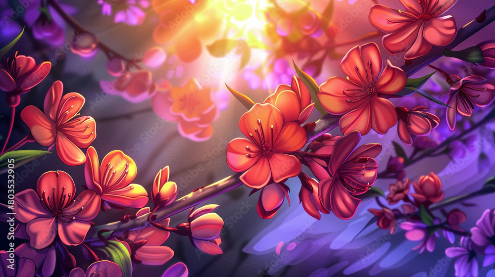 background anime flower nature botany Illustration design
