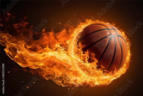 A basketball on fire isolated on transparent background. © design