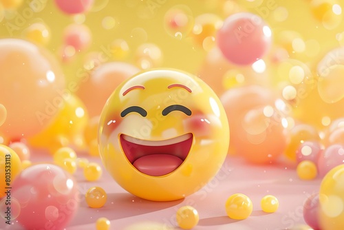 happy emoji social media character 3d illustration © furyon
