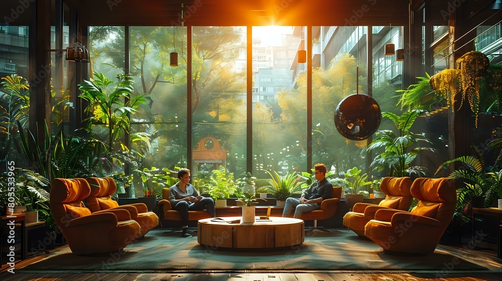 Intimate Collaborative Scene in a Modern Office Setting Intimate Collaborative Scene in a Modern Office Setting