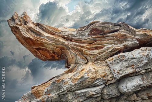 mesmerizing abstract rock formation against dramatic cloudy sky digital photograph © furyon