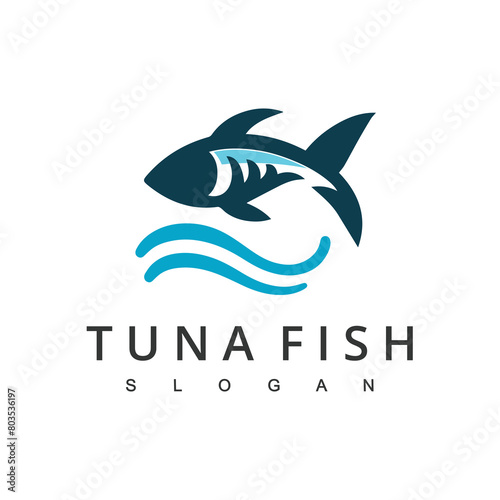 Tuna Fish Logo Design Illustration  Seafood Logo Template