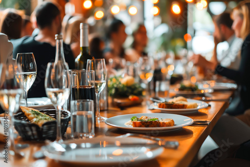 appetizing spread of gourmet dishes arranged on a table for a fancy dinner party photo