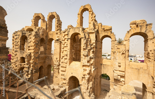 Amphitheatre of El Jem oval amphitheatre in city of El Djem, Tunisia photo