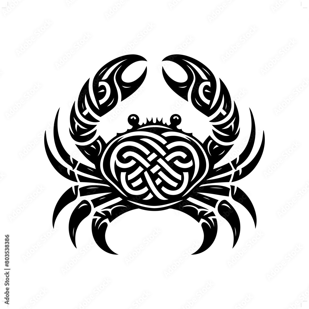 crab silhouette in animal celtic knot, irish, nordic illustration crab silhouette in animal celtic knot, irish, nordic illustration