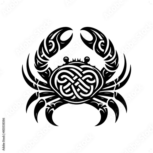 crab silhouette in animal celtic knot, irish, nordic illustration