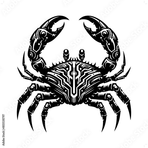 crab silhouette in animal cyberpunk, modern futuristic illustration