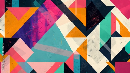 Abstract geometric patterns in vibrant colors for use as backgrounds or overlays.