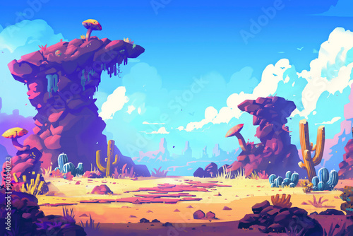 Desert landscape with giant mushrooms instead of cacti © MVProductions