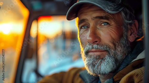 Golden Hour Glow: Casual Man in Soft Light Car Portrait © Maquette Pro