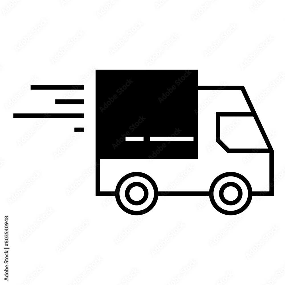 Fast moving shipping delivery truck vector icon for transportation apps and websites Fast moving shipping delivery truck vector icon for transportation apps and websites