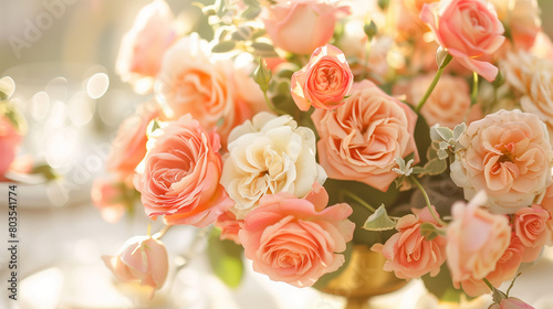 Close-up image of beige and light orange roses