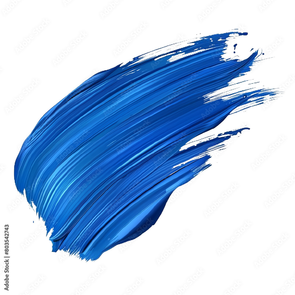 Vibrant blue paint smear on a white background.