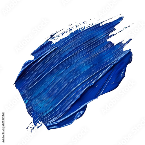 Vibrant blue paint smear on a white background.