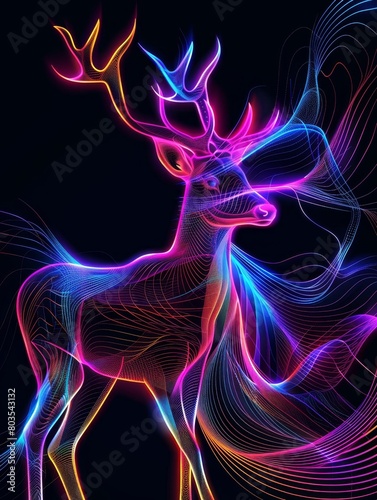 Abstract Ethereal Deer in Line Art