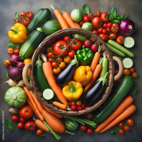 fresh vegetables in a basket photo