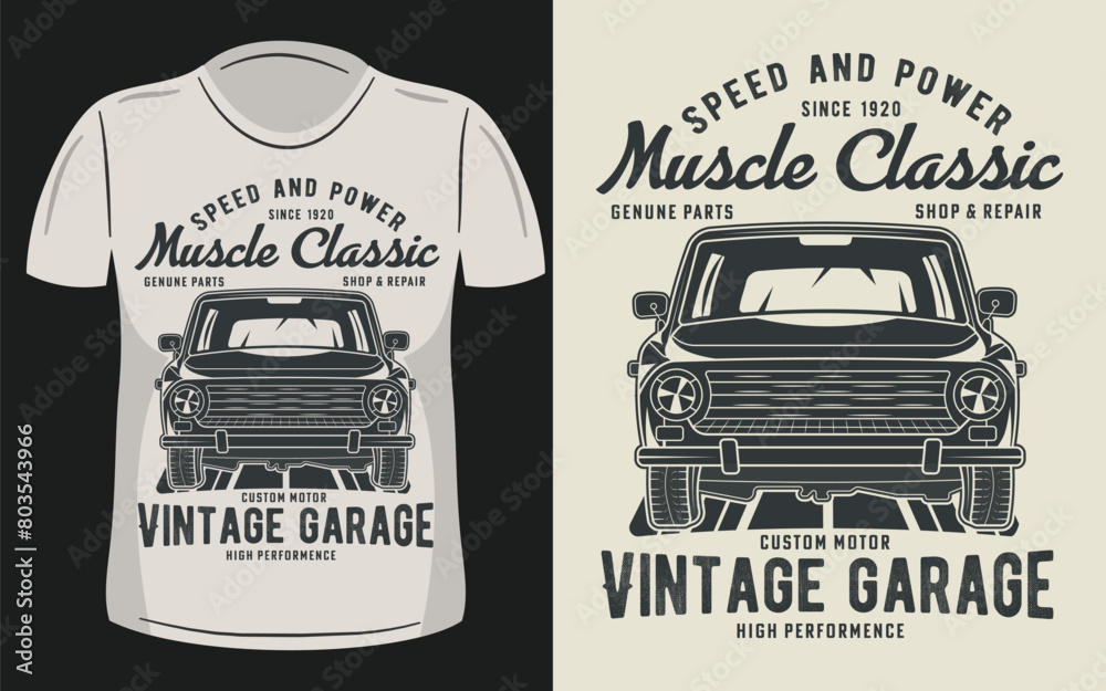 Muscle Classic, Car t-shirt design. 
