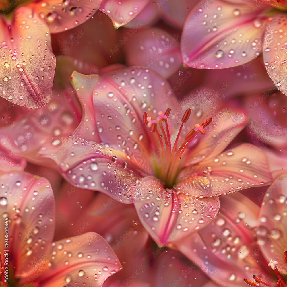Seamless pattern of pink lilies closeup Seamless pattern of pink lilies closeup