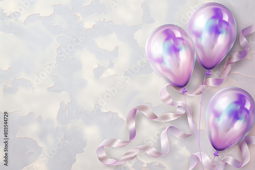 Happy birthday card with luxury balloons and ribbon. 3d realistic style. vector illustration for design