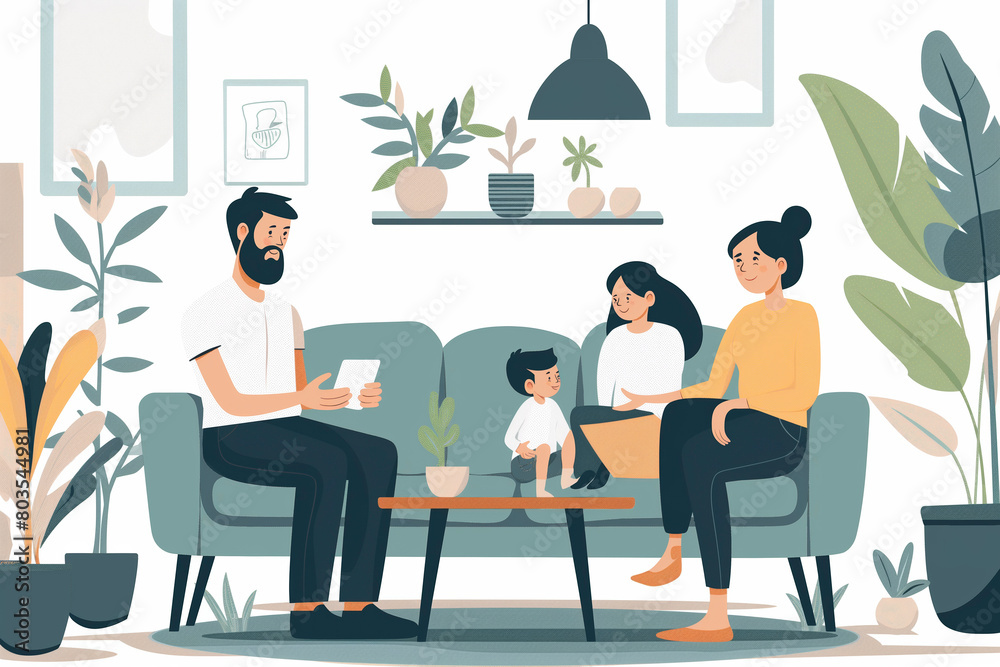 happy family spending quality time together in their cozy home happy family spending quality time together in their cozy home