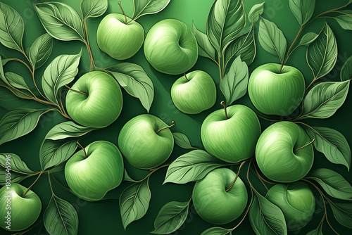 Verdant Symphony: A Tapestry of Green Apples and Lush Foliage