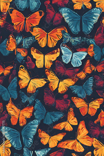 Generative Ai seamless pattern butterflies