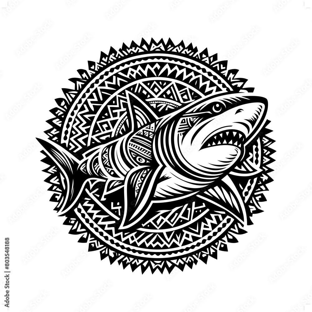 Shark silhouette in animal ethnic, polynesia tribal illustration Shark silhouette in animal ethnic, polynesia tribal illustration