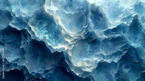 Abstract blue ice crystal formation photo