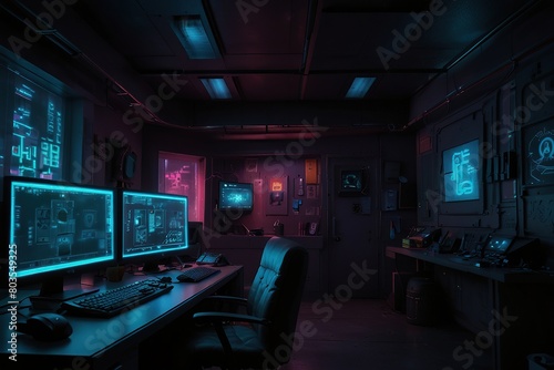 Cyberpunk a studio room of the society