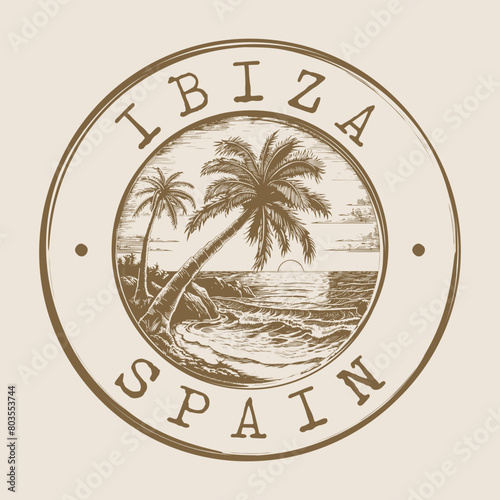 Ibiza, Spain Stamp City Postmark. Silhouette Postal Passport. Round Vector Icon. Vintage Postage Design. photo