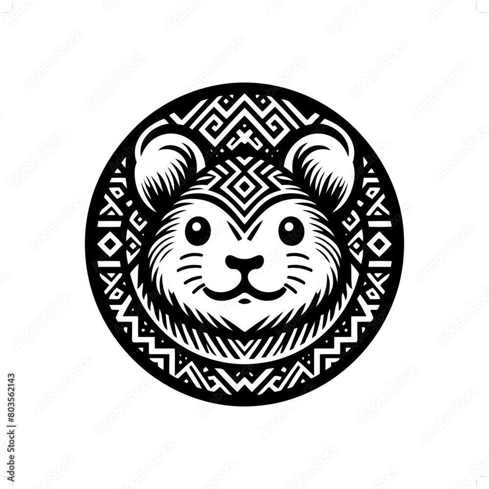 Hamster silhouette in animal ethnic, polynesia tribal illustration