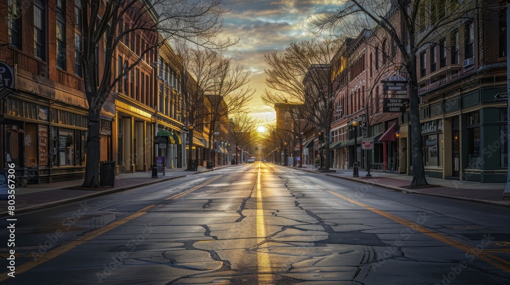 Deserted streets of midtown in the morning