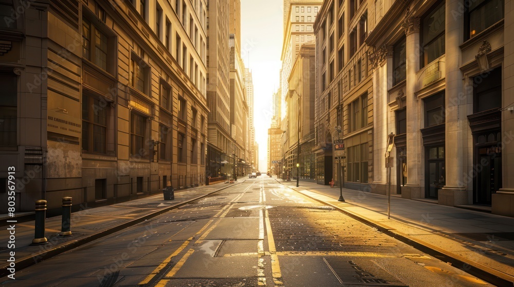 Deserted streets of midtown in the morning