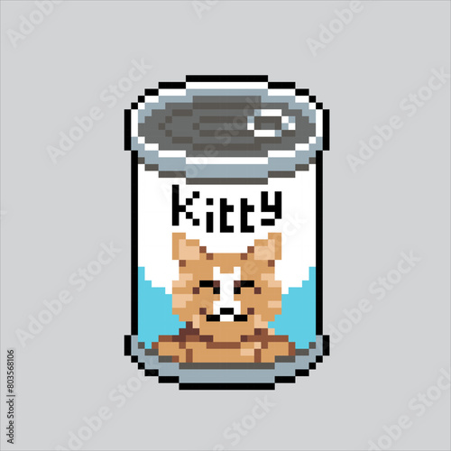 Pixel art illustration Pet Food. Pixelated Cat Dog Food. Cat Dog Pet Food pixelated for the pixel art game and icon for website and video game. old school retro.