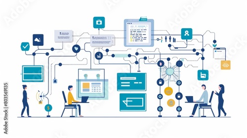 Diagrams illustrating the automation of repetitive tasks and processes automation tools.