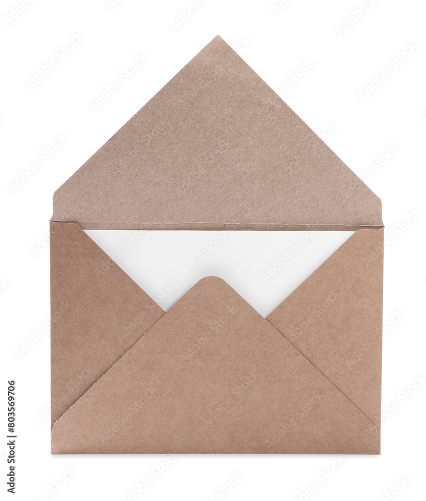 Letter envelope with card on white background Letter envelope with card on white background