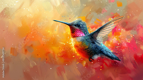 Cute hummingbird in flight