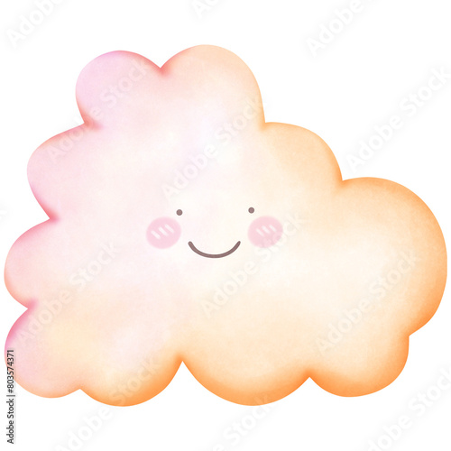 Cute sky watercolor cloud isolated on transparent background