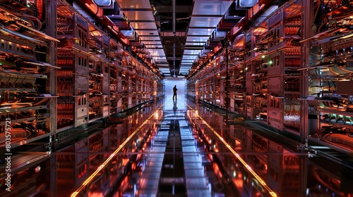 Data Centers: Facilities that manage and store digital data, emphasizing technology and infrastructure.  photo