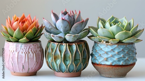 Natural Harmony: Potted Succulents in Earthy Hues