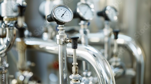 Sterilization of medical instruments  close-up  detailed steam and pressure gauges 