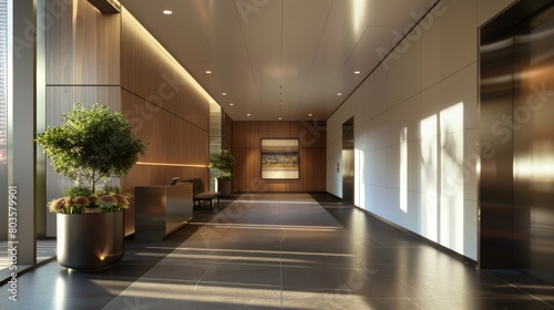 Architectural Elegance: Lobby Perspective from Elevator © ArquitecAi