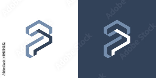 P letter monogram logo abstract minimal vector design photo