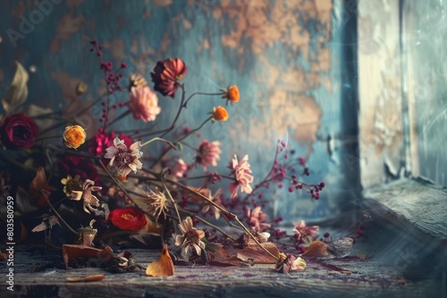 withering flowers in decay ultra high definition still life wallpaper photo