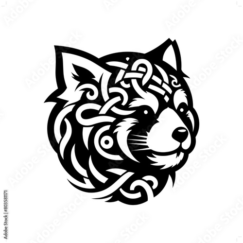 red panda silhouette in animal celtic knot  irish  nordic illustration