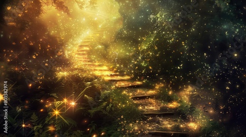 A magical path winds through a enchanted forest, inviting adventure and wonder. Ai Generated.